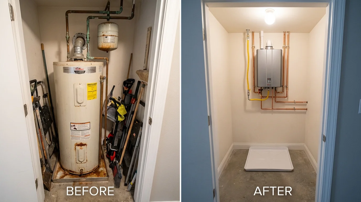 Tank water heater versus wall-mounted tankless unit comparison for Bloomfield, NM homeowners